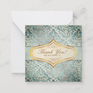 Cartão De Notas Casamento tema damasco Glimmer Verde Sage