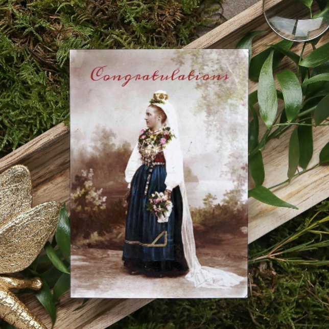 Cartão De Notas Casamento Tradicional Sueco Antigo da Dalecárlia (Criador carregado)