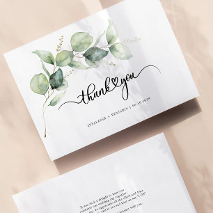 Cartão De Notas Casamento Verde Com Letra Mão Eucalyptus