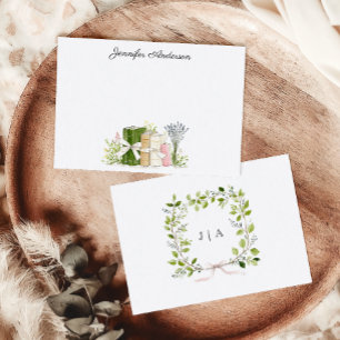 Cartão De Notas Castelo Personalizado com Monograma Cottagecore Li