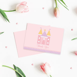Cartão De Notas Castelo Rosa Princesa Festa de Aniversário Meninas