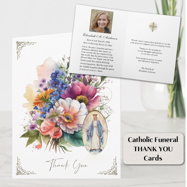 Cartão De Notas Católica Funeral Mary Obrigado (Criador carregado)