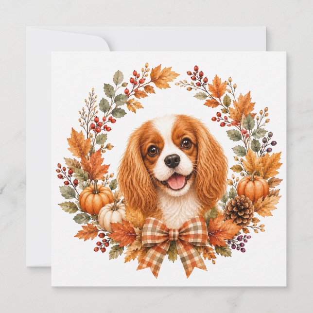 Cartão De Notas Cavalier King Charles Outono (Frente)