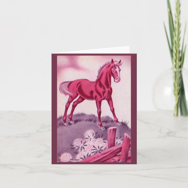 Cartão De Notas cavalo feliz a rosa (Frente)