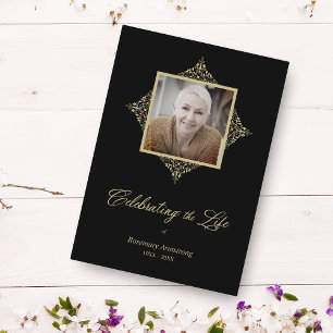 Cartão De Notas Celebrando o Funeral Fotográfico de Script Whimsic