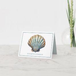 Cartão De Notas Célula Costeira Blue Scallop Personalizada