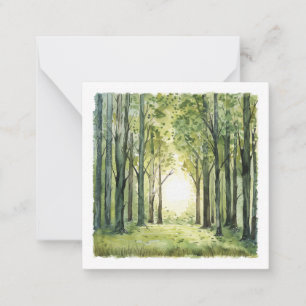 Cartão De Notas Cena de Aquarela da Floresta Encantada
