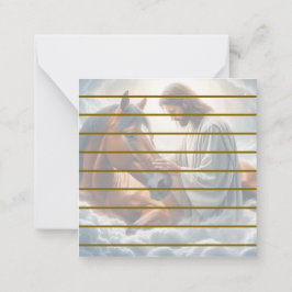 Cartão De Notas Cena Serena de Compassividade com Jesus e Cavalo