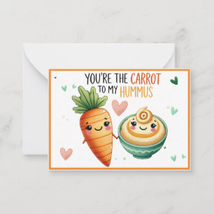 Cartão De Notas Cenoura Kawaii Fofa e Hummus