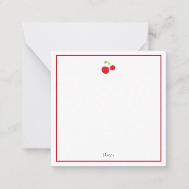 Cartão De Notas Cerejas De Aquarela (Frente)