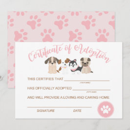 Cartão De Notas Certificado de adoção de um cachorrinho de anivers