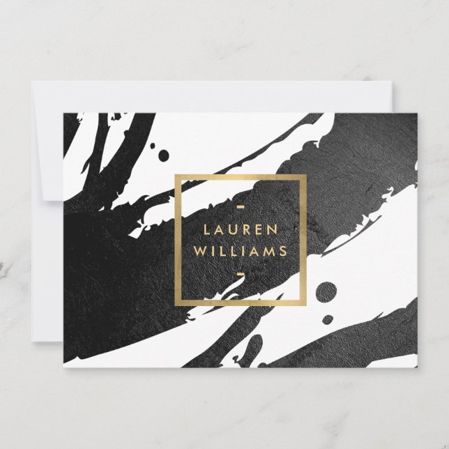 Cartão De Notas Certificado de Presente de Tinta Negra abstrato (Frente)