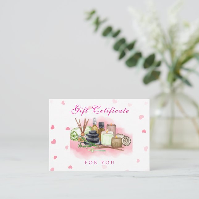 Cartão De Notas Certificado de presente personalizado cor-de-rosa  (Em pé/Frente)