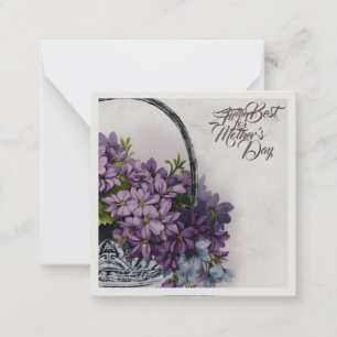 Cartão De Notas Cesta da Flor Vintage - Bloqueio do Dia de as mães