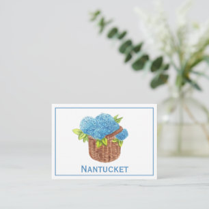 Cartão De Notas Cesto de Nantucket Personalizado com Hydrangeas Az
