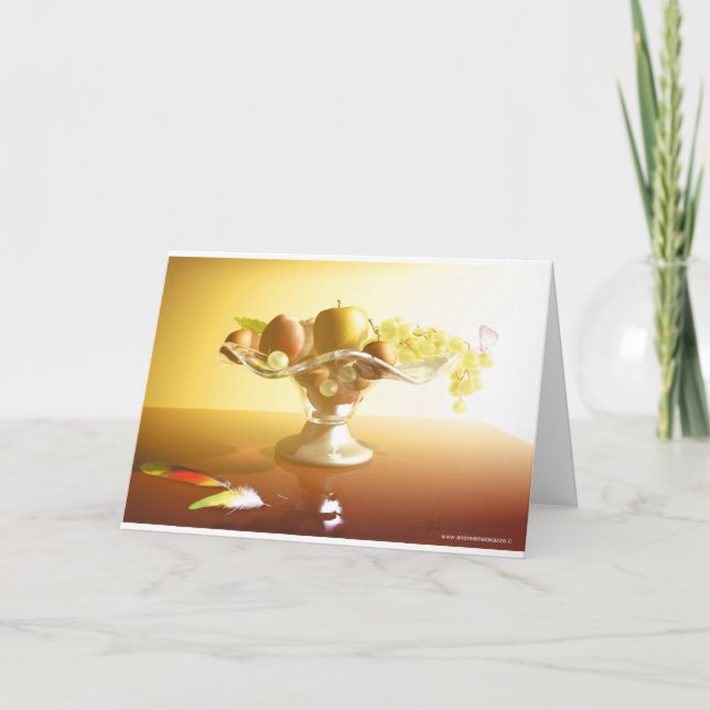 Cartão De Notas Cesto de vidro com frutas e bateria (Frente)