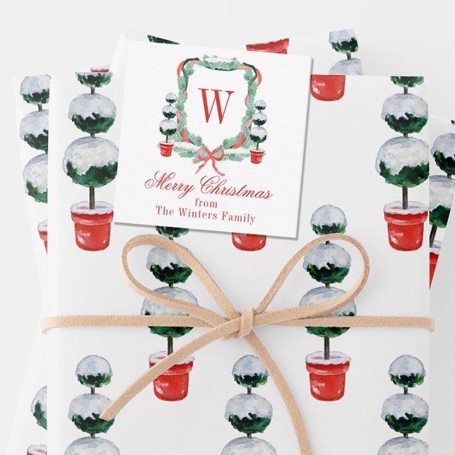 Cartão De Notas Cesto do Monograma Topiográfico de Natal em Aquare (Criador carregado)