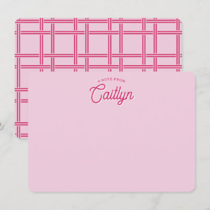 Cartão De Notas Cesto Tecido Personalizado Flat Script Rosa Brilha
