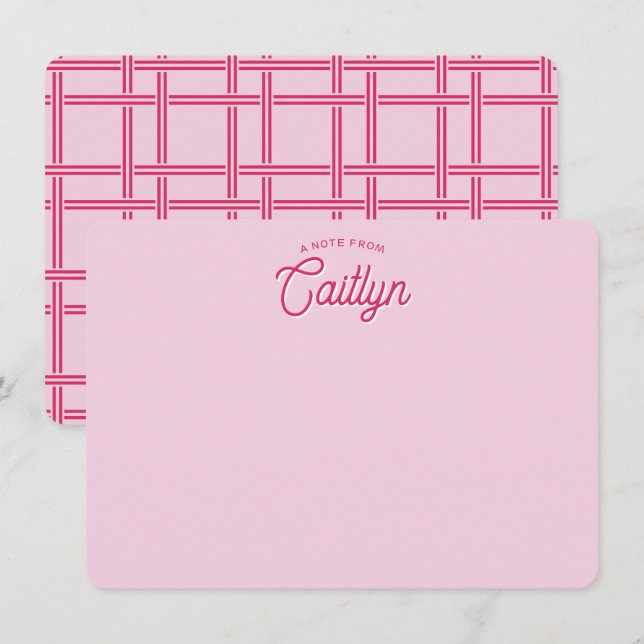 Cartão De Notas Cesto Tecido Personalizado Flat Script Rosa Brilha (Frente/Verso)