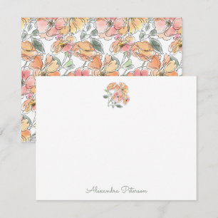 Cartão De Notas Chá de Bebê Boho Pastel Floral Aquarela Personaliz