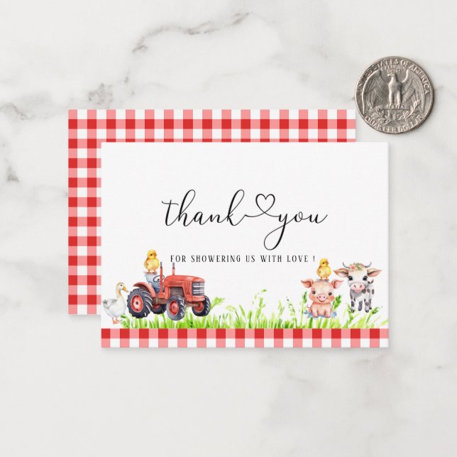 Cartão De Notas Chá de Bebê de Aniversário de Fazenda Moderna Aqua (Frente/Verso In Situ)