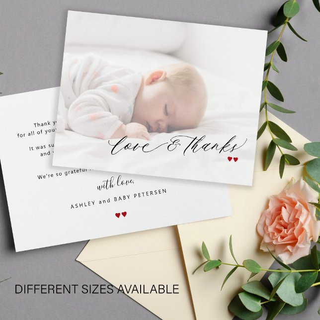 Cartão De Notas Chá de fraldas amor e obrigados script foto obriga (Criador carregado)