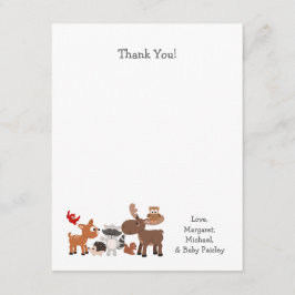 Cartão De Notas Chá de fraldas de animais da floresta, obrigado