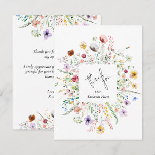 Cartão De Notas Chá de fraldas De Flor Selvagem Obrigado
