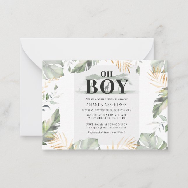 Cartão De Notas Chá de fraldas de Garota da Selva (Frente)