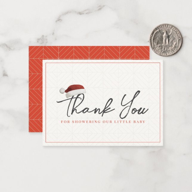 Cartão De Notas Chá de fraldas de Natal do Papai Noel Obrigado (Frente/Verso In Situ)