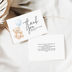 Cartão De Notas Chá de fraldas Moderno Do Urso Teddy Muito Obrigad