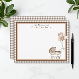 Cartão De Notas Chá de fraldas Neutro Obrigado Nota Placas