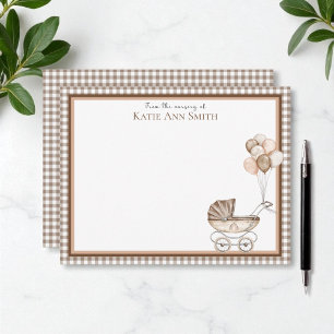 Cartão De Notas Chá de fraldas Neutro Obrigado Nota Placas