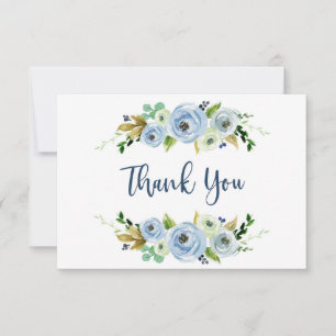 Cartão De Notas Chá de fraldas, obrigado, cartas, azul floral