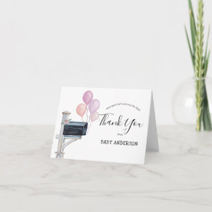 Cartão De Notas Chá de fraldas por e-mail - Balões rosa Obrigado