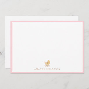 Cartão De Notas Chá de fraldas Rosa Obrigado Flor