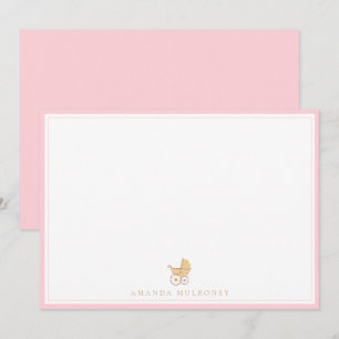 Cartão De Notas Chá de fraldas Rosa Obrigado Flor