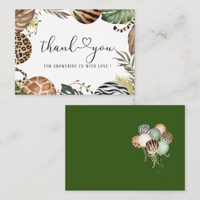 Cartão De Notas Chá de fraldas Selvagem Selvagem de Leopardo de An (Frente/Verso)