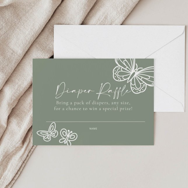 Cartão De Notas Chá de fraldas Verde fralda Raffle Sage (Criador carregado)