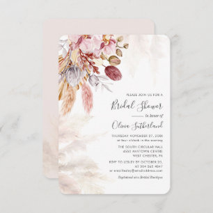 Cartão De Notas Chá de panela de Boho de Grass Pampas de Aquarela