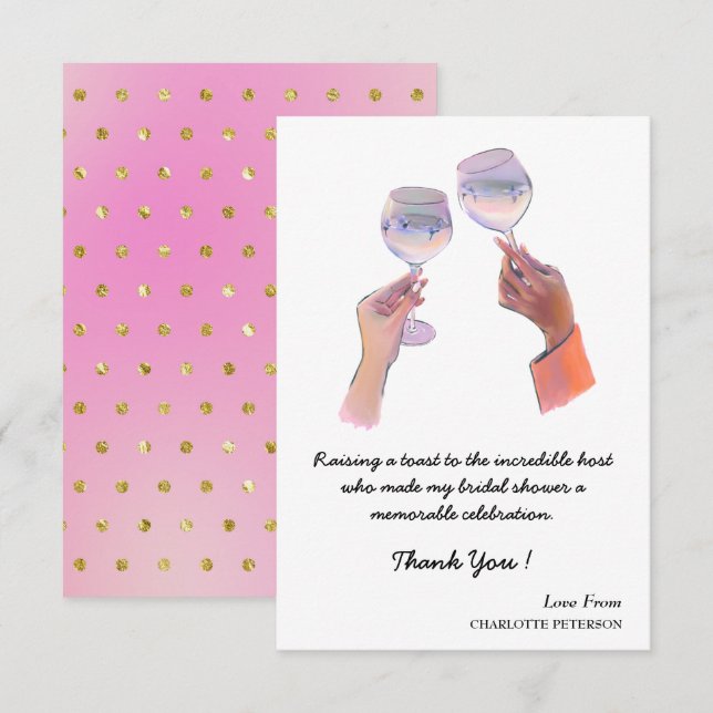 Cartão De Notas Chá de panela Elegante Obrigado (Frente/Verso)