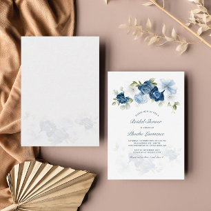 Cartão De Notas Chá de panela Floral Azul Moderno Dusty