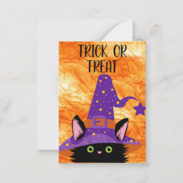 Cartão De Notas Chapéu de Bruxa de Gato Preto Fofo Halloween Sala 