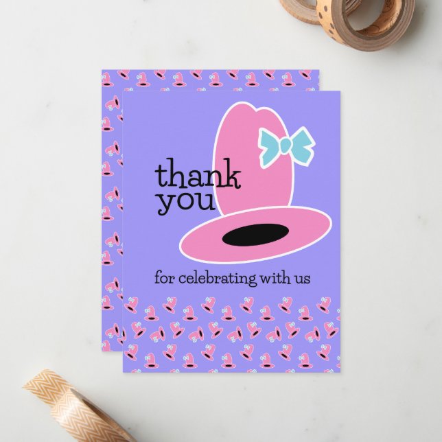 Cartão De Notas Chapéu de Cowgirl Obrigada (Frente/Verso In Situ)