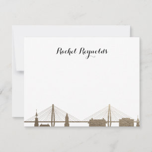 Cartão De Notas Charleston South Carolina Faux Dourada Notecard