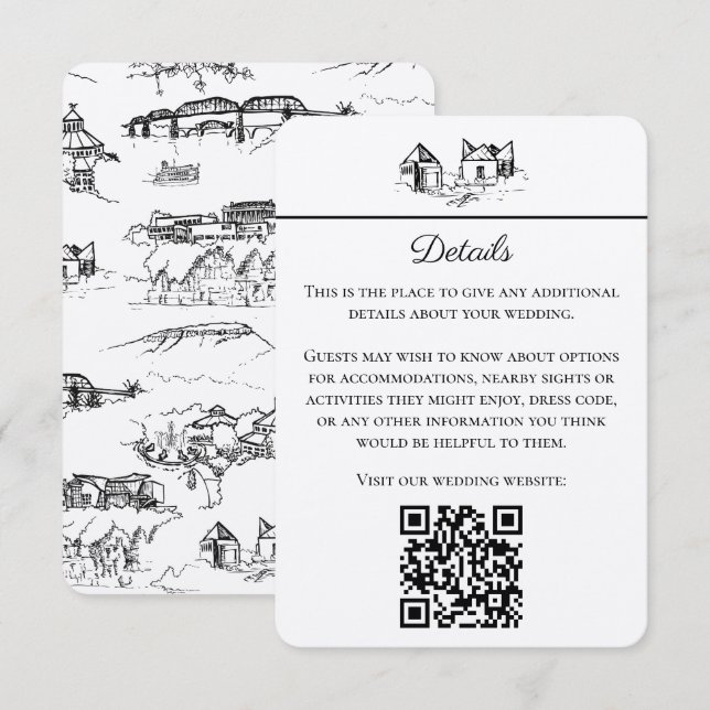 Cartão De Notas Chattanooga Toile Black and White Enclosure Card (Frente/Verso)
