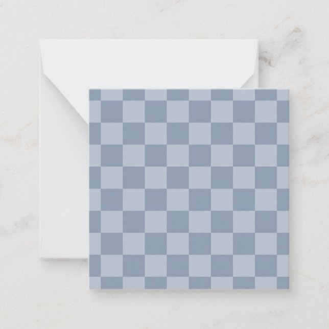Cartão De Notas Checkerboard azul empoeirado (Frente)