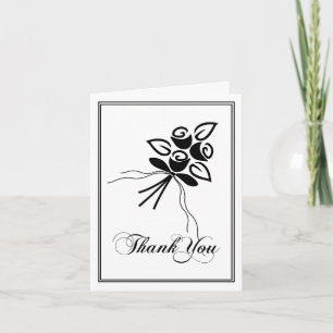 Cartão De Notas Chic Black & White Floral Qualquer Ocasião Obrigad