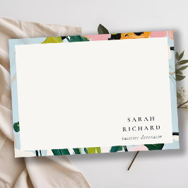 Cartão De Notas Chic Boho Cor - de - rosa azul verde pintado com c