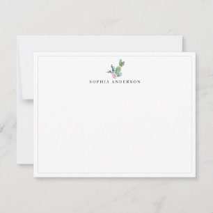 Cartão De Notas Chic Cactus - Suculente - Blush - Cor Floral Rosa